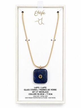 Gold Chain Necklace with Lapis Blue Pendant